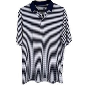 Kjus Luis Stripe Polo Shirt Mens Navy White Large Comfort Fit Golf Performance